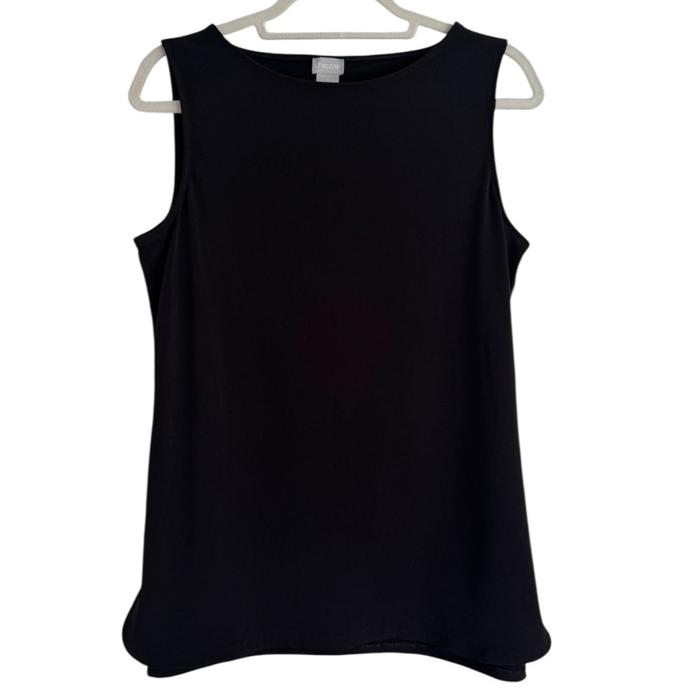 NWT Chicos Easy Chic Black Tank Top Round Front Hem Summer Casual Size 1 (8/10)